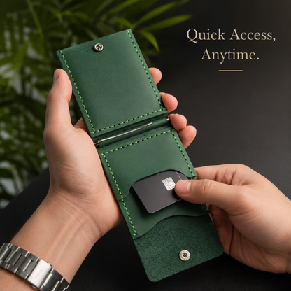 Hot Slim Green Leather Wallet
