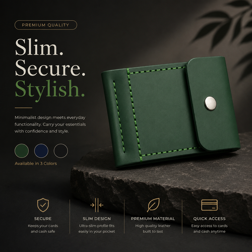 Hot Slim Green Leather Wallet